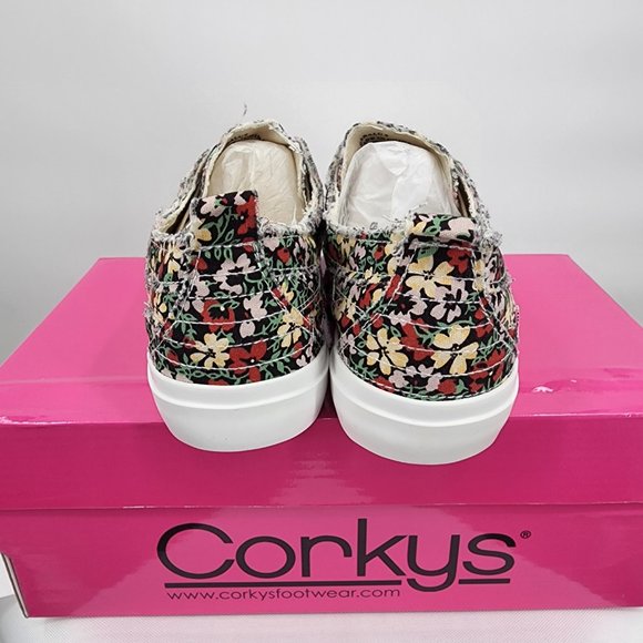 CORKYS Babalu Floral Print Slip On Sneakers Distressed Tennis Shoes 6-11 NWT - Picture 4 of 10
